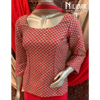 Tart Red Georgette Sharara Suit