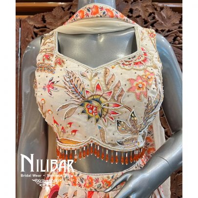 White Crepe Printed Casual Lehenga