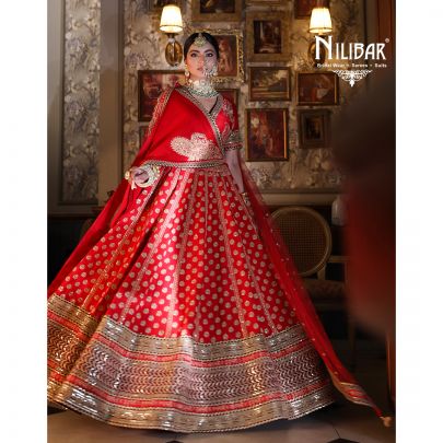 Tart Red Silk Bridal Lehenga