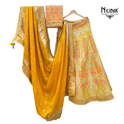 Lemon Banarasi Silk Lehenga