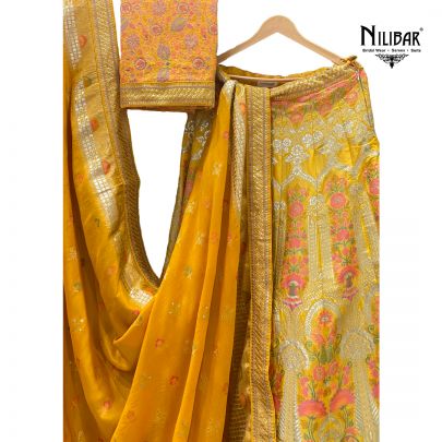 Lemon Banarasi Silk Lehenga