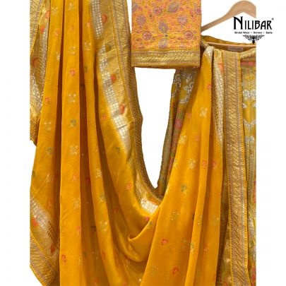 Lemon Banarasi Silk Lehenga