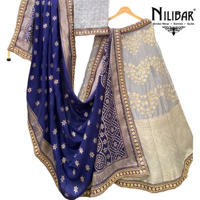 Grey Banarasi Silk Lehenga