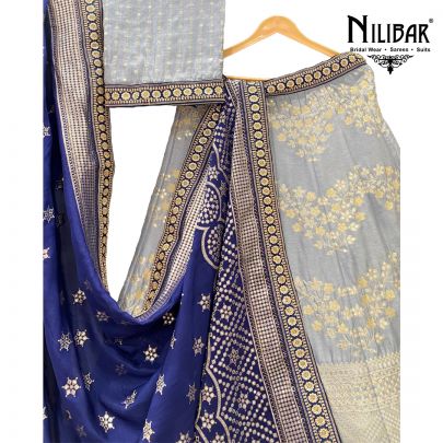 Grey Banarasi Silk Lehenga