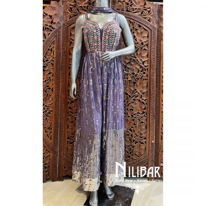Moderate Purple Georgette Jumpsuit