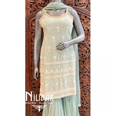 Pista Green Georgette Garara Suit