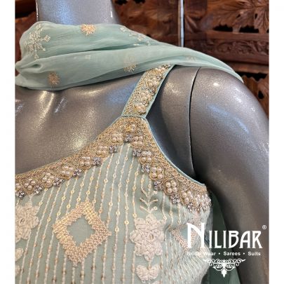 Pista Green Georgette Garara Suit