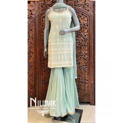 Pista Green Georgette Garara Suit