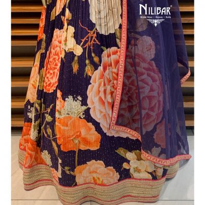 Indigo Blue Chinon Anarkali