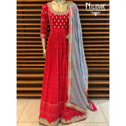 Cerise Red Georgette Anarakali
