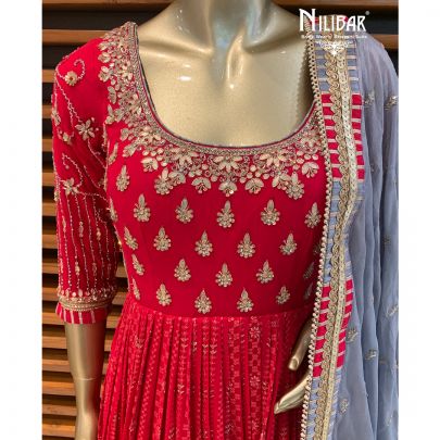 Cerise Red Georgette Anarakali