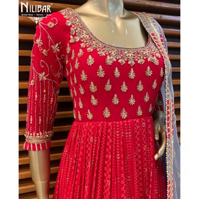 Cerise Red Georgette Anarakali
