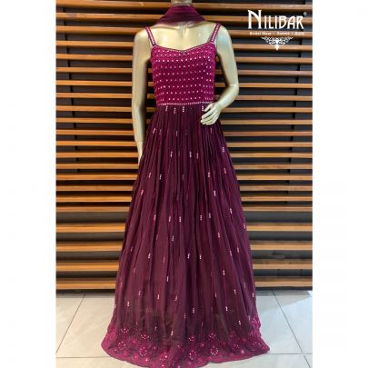 Plum Purple Georgette Anarkali