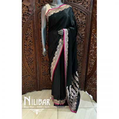 Black Silk Banarasi Embroidered Saree