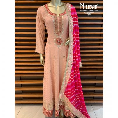 Salmon Peach Georgette Anarkali
