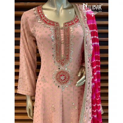 Salmon Peach Georgette Anarkali