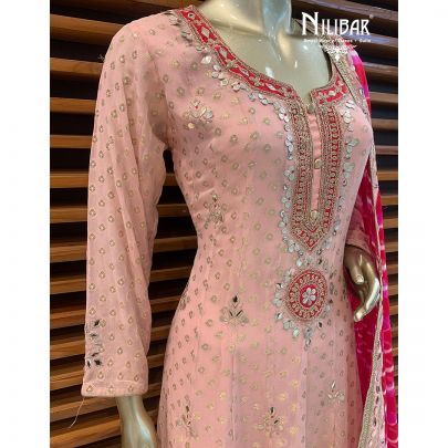 Salmon Peach Georgette Anarkali