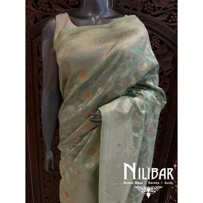 Green Silk Banarasi Embroidered Saree