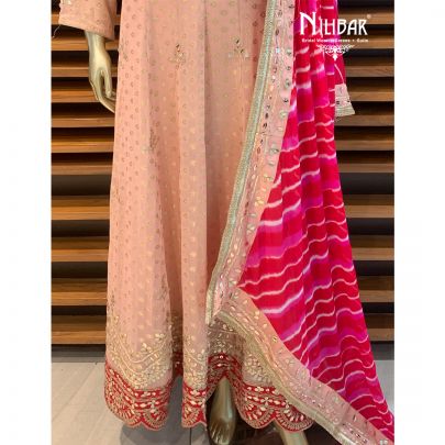 Salmon Peach Georgette Anarkali