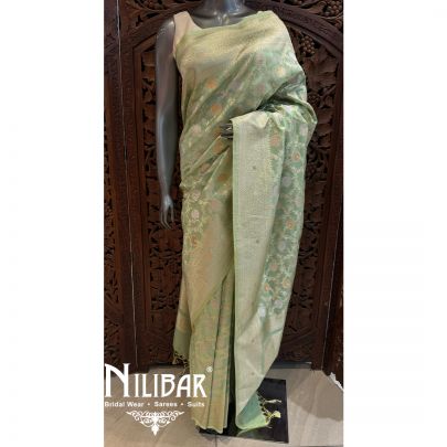 Green Silk Banarasi Embroidered Saree