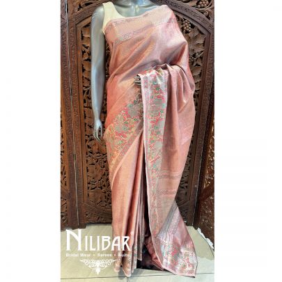 Pink Silk Banarasi Embroidered Saree