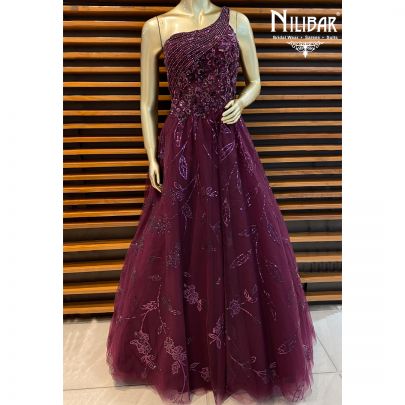 Plum Net Gown
