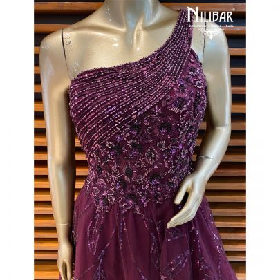 Plum Net Gown
