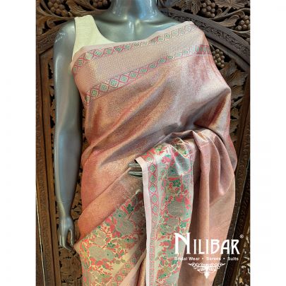 Pink Silk Banarasi Embroidered Saree