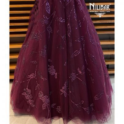 Plum Net Gown