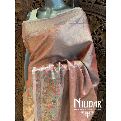 Pink Silk Banarasi Embroidered Saree