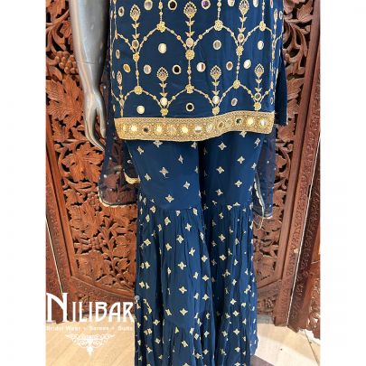 Ink Blue Georgette Garara Suit