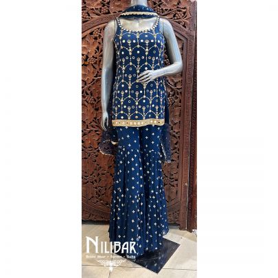 Ink Blue Georgette Garara Suit