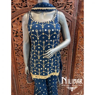 Ink Blue Georgette Garara Suit
