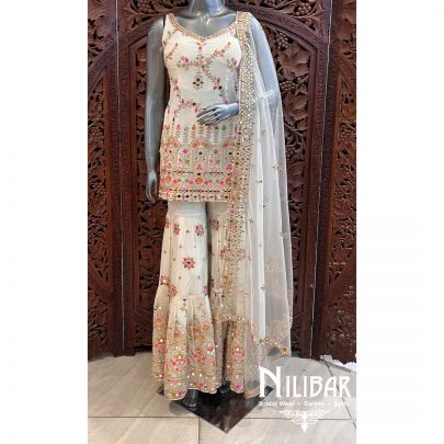 White Georgette Sharara Suit