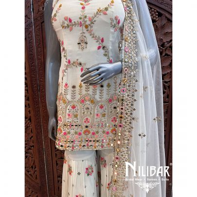 White Georgette Sharara Suit