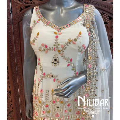 White Georgette Sharara Suit
