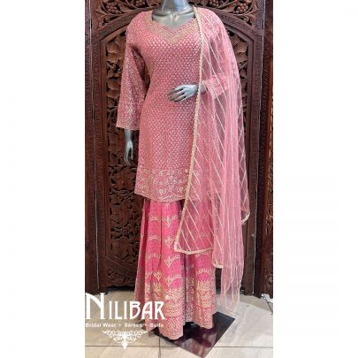 Onion Pink Georgette Garara Suit