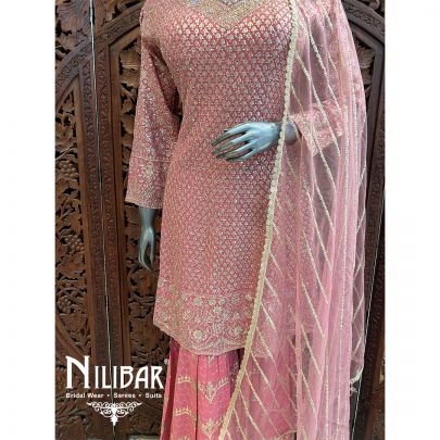 Onion Pink Georgette Garara Suit