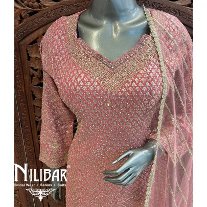 Onion Pink Georgette Garara Suit