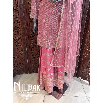 Onion Pink Georgette Garara Suit
