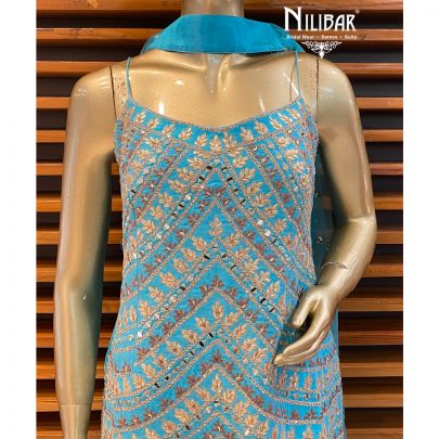Turquoise Georgette Sharara Suit