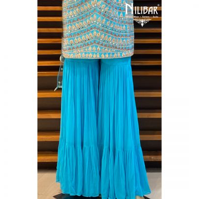 Turquoise Georgette Sharara Suit