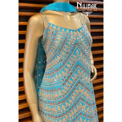 Turquoise Georgette Sharara Suit