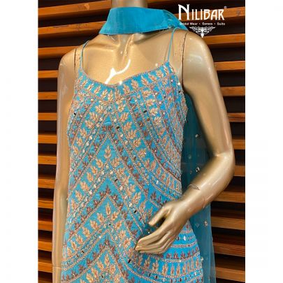 Turquoise Georgette Sharara Suit