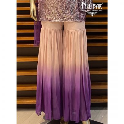 Beige Purple Georgette Sharara Suit