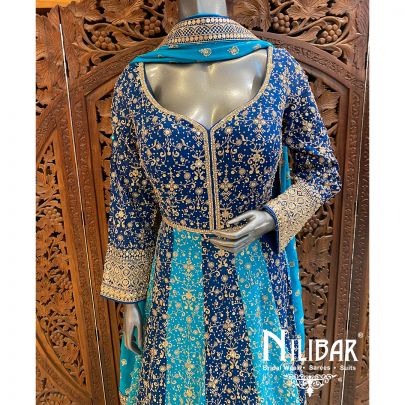 Blue Georgette Sequin Anarkali