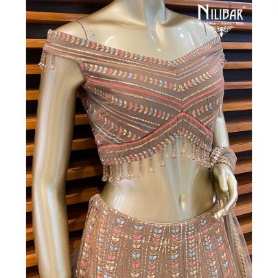 Pale Brown Georgette Lehenga