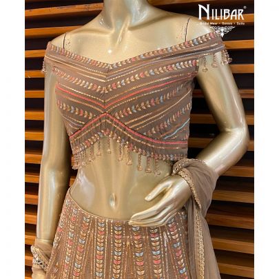 Pale Brown Georgette Lehenga