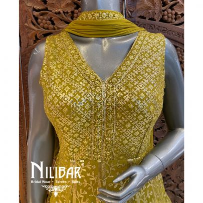 Apple Green Georgette Sequin Anarkali