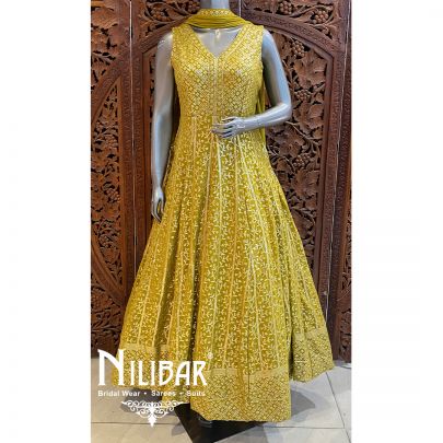 Apple Green Georgette Sequin Anarkali